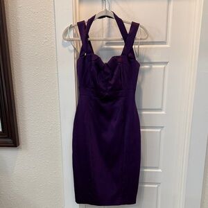 Karen Millen Strapless Deep Purple Satin Dress
